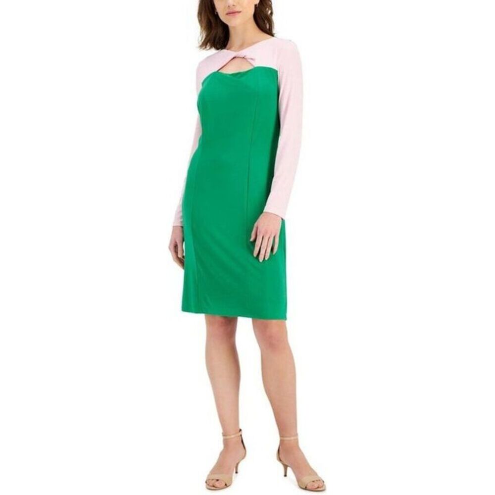 Kasper Womens Knot Neck Sheath Dress, NWT